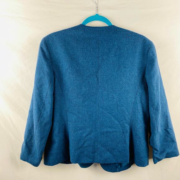 Vintage Pendleton Petite Teal Blue 100% Wool Double-Breasted Blazer Jacket Sz 14 - Picture 6 of 6